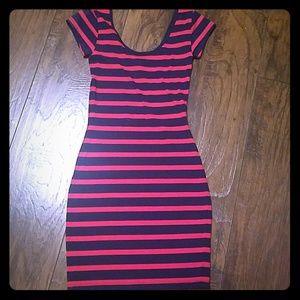 Red & Navy Striped Dress